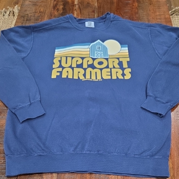 Comfort Colors Other - Comfort Colors Blue Support Farmers Crewneck Sweater